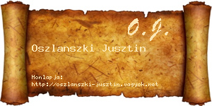 Oszlanszki Jusztin névjegykártya
